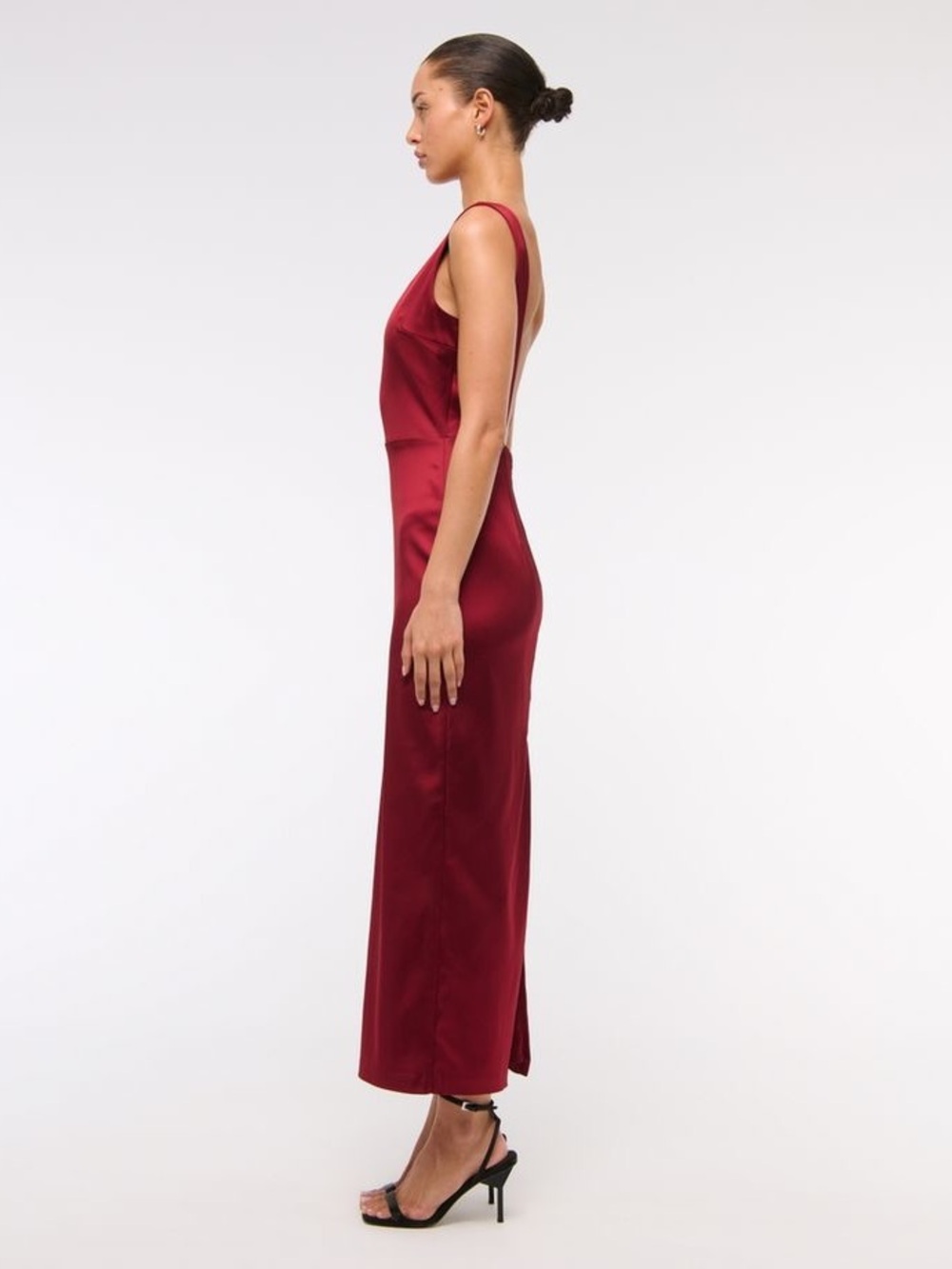 Abercrombie & Fitch Burgundy Satin Maxi Dress